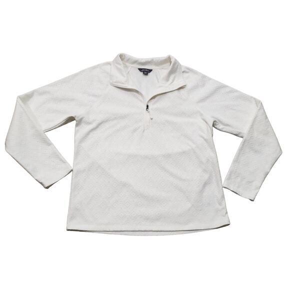 Eddie Bauer White Quilted Pull Over Zip Turtleneck Long Sleeve Sweater Shirt - Picture 1 of 8